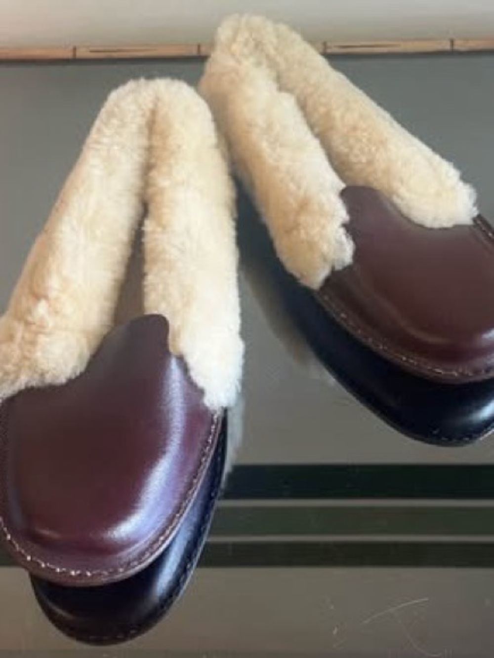 Moldtite Shearling-Lined Leather Slippers - Brown/Beige